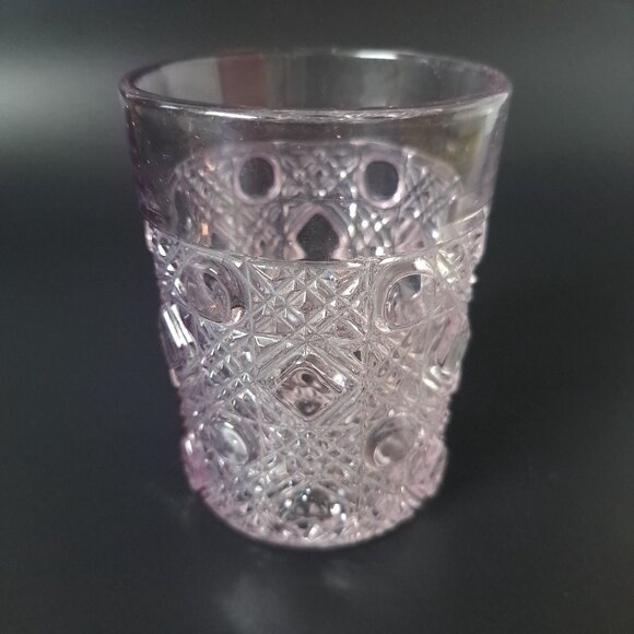 Vintage Purple Cut Glass Tumbler With Intricate Geometric Pattern - Picture 8 of 13